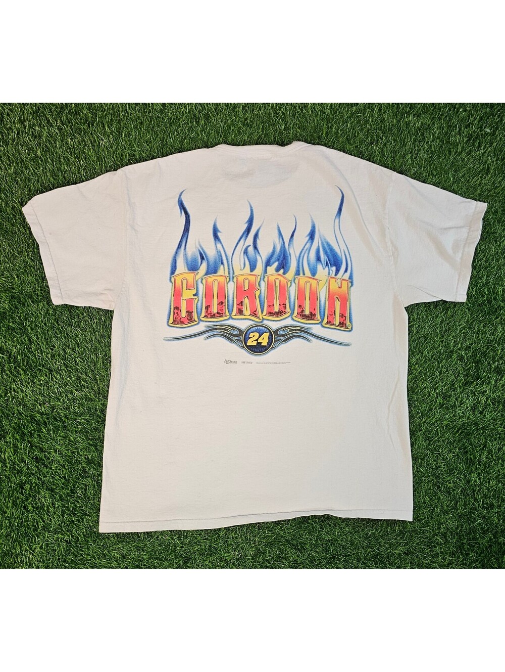 Vintage Flame Nascar Jeff Gordon 24 White Graphic Pocket T-Shirt Medium